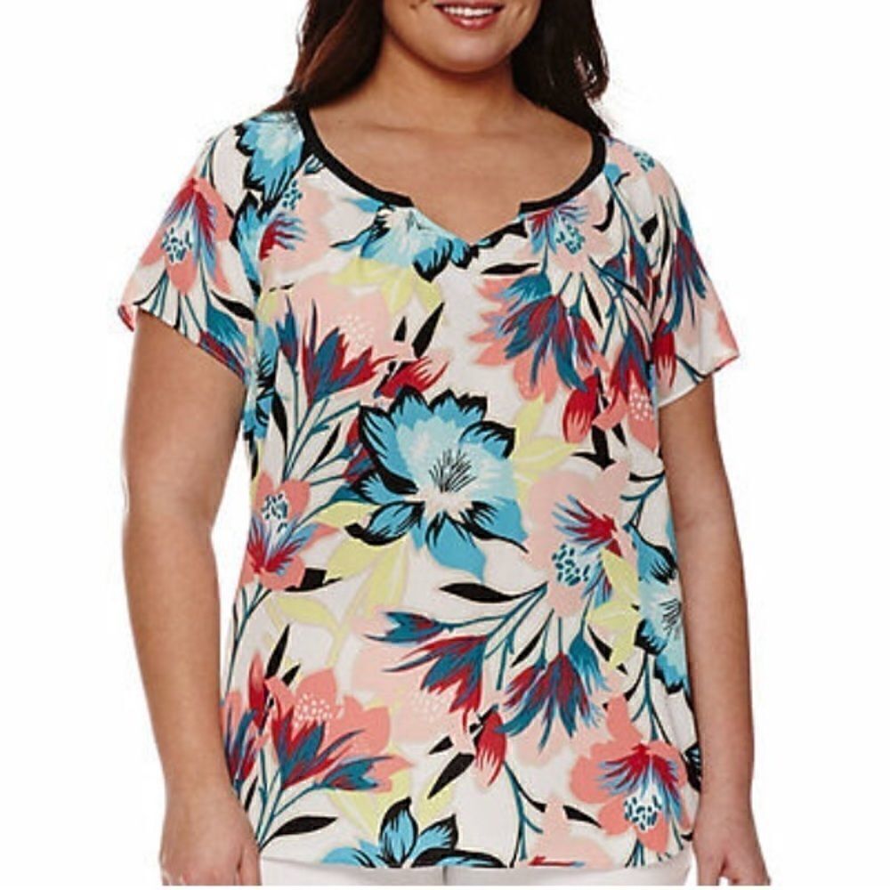 NEW! Worthington Notch Neck Harlow Blouse-2X